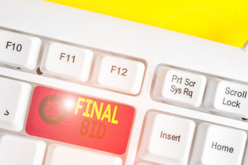 Text sign showing Final Bid. Business photo text The decided cost of an item which is usualy very...