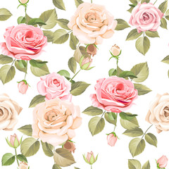 floral and leaves seamless pattern