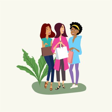 ladies shoping with friends