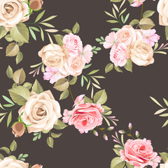 floral and leaves seamless pattern