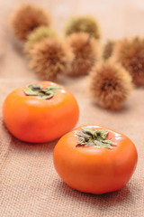 秋の味覚　柿と栗