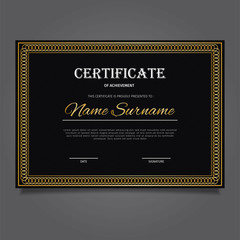 Gold certificate with an elegant blend of black and gold