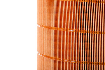 car filter spare part, paper filter element close up with copy space.
