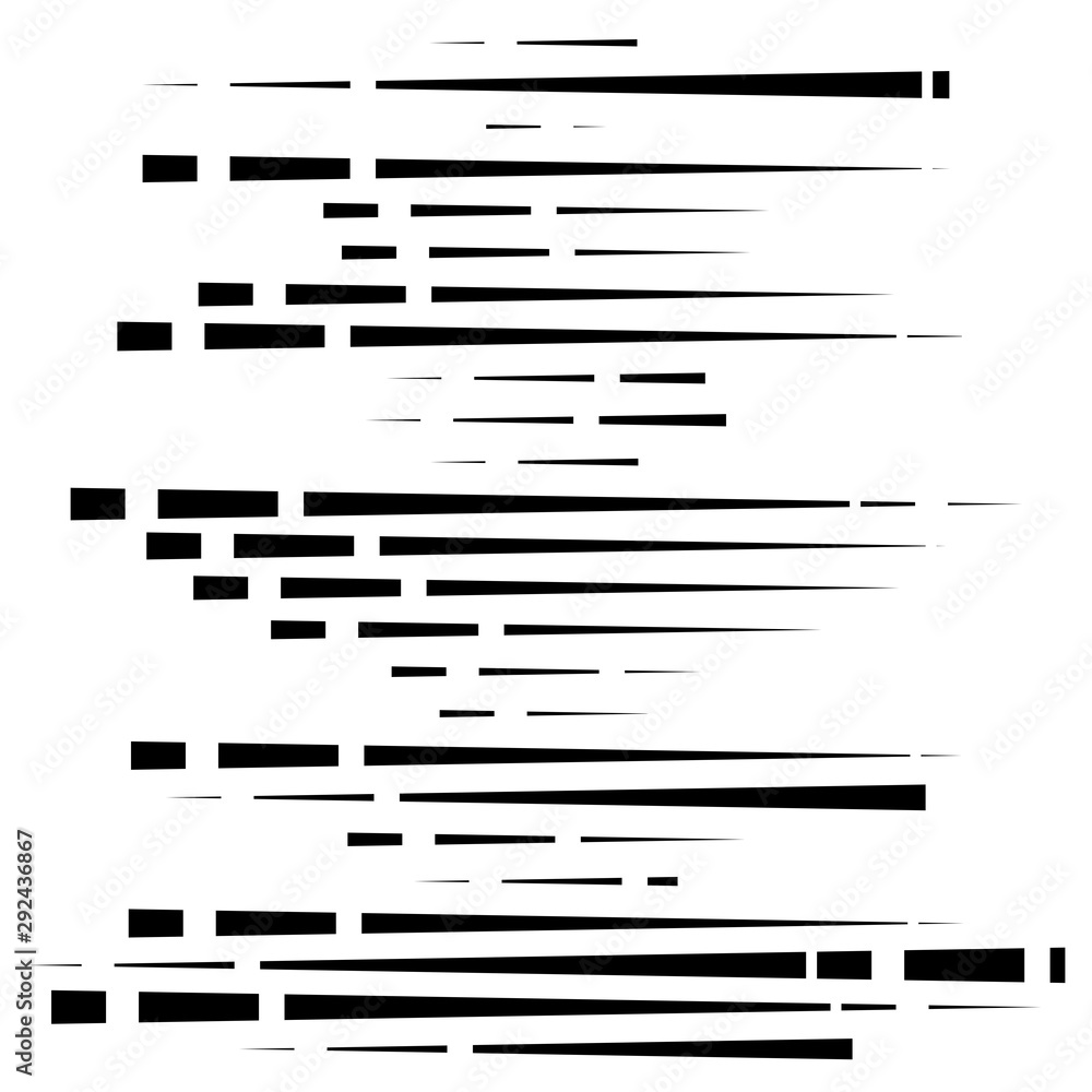 Poster dashed irregular lines. segmented horizontal stripes. parallel straight streaks, strips pattern. chunks, pieces, shreds and fractions, segments of lines