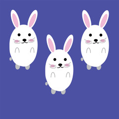 easter bunny with egg, cute rabbit Kawaii style vector illustration
