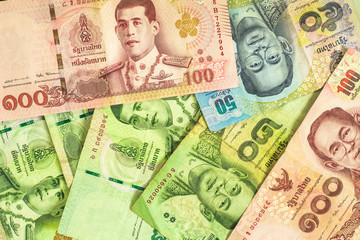 Thai bank notes that are overlapped