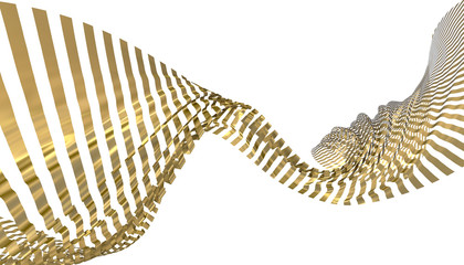 Abstract background of gold wavy lines. 3d rendering image.