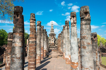 Sukhothai, Thailand - Apr 08 2018: Wat Mahathat in Sukhothai Historical Park, Sukhothai, Thailand....