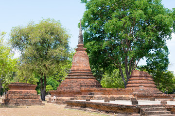 Sukhothai, Thailand - Apr 08 2018: Sukhothai Historical Park in Sukhothai, Thailand. It is part of the World Heritage Site - Historic Town of Sukhothai and Associated Historic Towns.