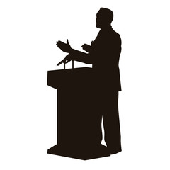 People Give A Speech Silhouette