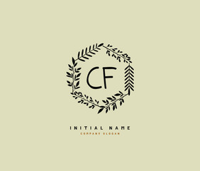 C F CF Beauty vector initial logo, handwriting logo of initial signature, wedding, fashion, jewerly, boutique, floral and botanical with creative template for any company or business.
