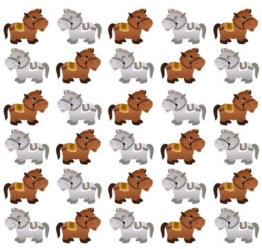 The Amazing of Cute Horse Cartoon Funny Character, Pattern Wallpaper in White Background © Arya
