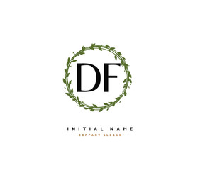 D F DF Beauty vector initial logo, handwriting logo of initial signature, wedding, fashion, jewerly, boutique, floral and botanical with creative template for any company or business.