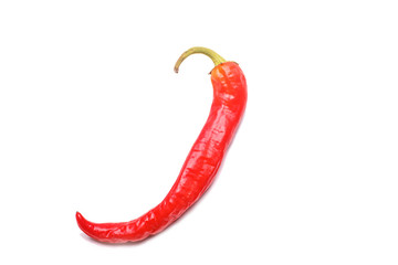 red dry chili pepper isolated on white background, macro photography