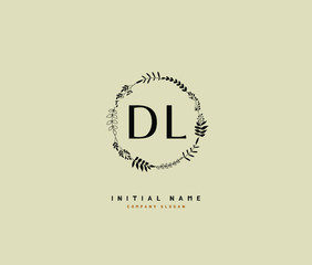 D L DL Beauty vector initial logo, handwriting logo of initial signature, wedding, fashion, jewerly, boutique, floral and botanical with creative template for any company or business.