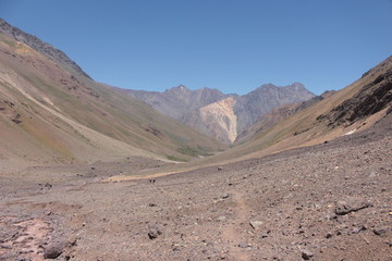 Valley with colorful mountains in natural monument El Morado park..