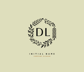D L DL Beauty vector initial logo, handwriting logo of initial signature, wedding, fashion, jewerly, boutique, floral and botanical with creative template for any company or business.
