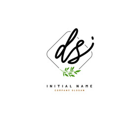 D S DS Beauty vector initial logo, handwriting logo of initial signature, wedding, fashion, jewerly, boutique, floral and botanical with creative template for any company or business.