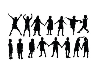 Silhouette of Children's Activities playing and Learning, art vector design