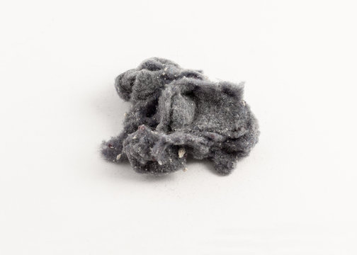 laundry lint on white background
