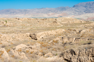 Panjakent, Tajikistan - Aug 27 2018- Remains of Ancient Panjakent. a famous Historic site in Panjakent, Tajikistan.