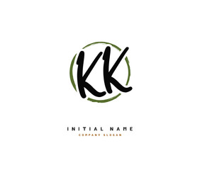 K KK Beauty vector initial logo, handwriting logo of initial signature, wedding, fashion, jewerly, boutique, floral and botanical with creative template for any company or business.