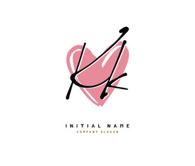 K KK Beauty vector initial logo, handwriting logo of initial signature, wedding, fashion, jewerly, boutique, floral and botanical with creative template for any company or business.