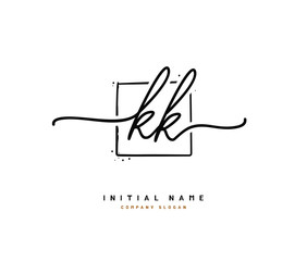 K KK Beauty vector initial logo, handwriting logo of initial signature, wedding, fashion, jewerly, boutique, floral and botanical with creative template for any company or business.