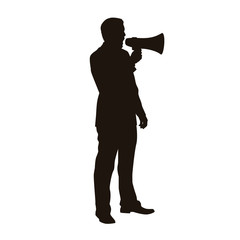 People Using Megaphone Silhouette