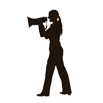 People Using Megaphone Silhouette