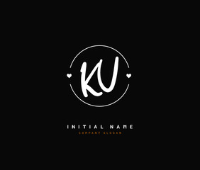 K U KU Beauty vector initial logo, handwriting logo of initial signature, wedding, fashion, jewerly, boutique, floral and botanical with creative template for any company or business.