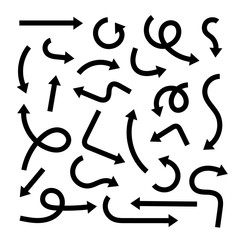 Vector black hand drawn arrows for use concept design. Set of doodles isolated on white background.