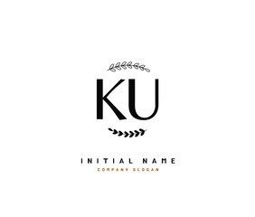 K U KU Beauty vector initial logo, handwriting logo of initial signature, wedding, fashion, jewerly, boutique, floral and botanical with creative template for any company or business.