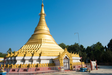 Lumbini, Nepal - Dec 10 2017: Myanmar Golden Temple in Lumbini, Nepal. Lumbini, the Birthplace of...