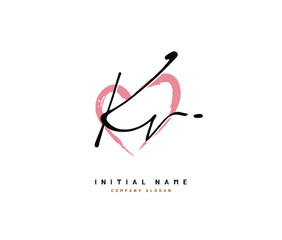 K V KV Beauty vector initial logo, handwriting logo of initial signature, wedding, fashion, jewerly, boutique, floral and botanical with creative template for any company or business.