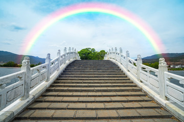 Color rainbow over the bridge - obrazy, fototapety, plakaty