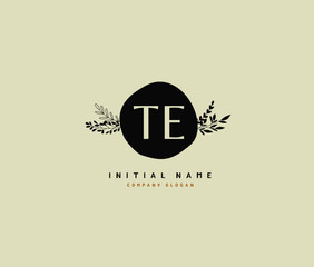 T E TE Beauty vector initial logo, handwriting logo of initial signature, wedding, fashion, jewerly, boutique, floral and botanical with creative template for any company or business.