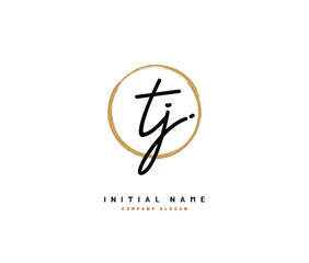 T J TJ Beauty vector initial logo, handwriting logo of initial signature, wedding, fashion, jewerly, boutique, floral and botanical with creative template for any company or business.