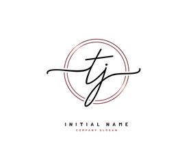 T J TJ Beauty vector initial logo, handwriting logo of initial signature, wedding, fashion, jewerly, boutique, floral and botanical with creative template for any company or business.