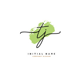 T J TJ Beauty vector initial logo, handwriting logo of initial signature, wedding, fashion, jewerly, boutique, floral and botanical with creative template for any company or business.