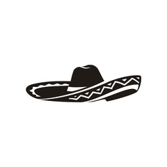 Simple Black Mexican Hat Sombrero silhouette logo vector - obrazy, fototapety, plakaty