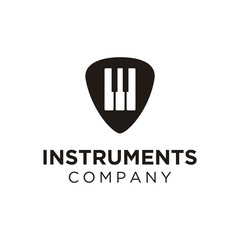 Guitar Pick and Piano for music instrument logo