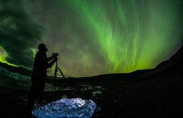 Colorful aurora borealis dancing in the sky