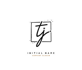 T J TJ Beauty vector initial logo, handwriting logo of initial signature, wedding, fashion, jewerly, boutique, floral and botanical with creative template for any company or business.