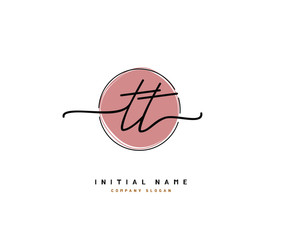 T TT Beauty vector initial logo, handwriting logo of initial signature, wedding, fashion, jewerly, boutique, floral and botanical with creative template for any company or business.