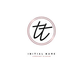 T TT Beauty vector initial logo, handwriting logo of initial signature, wedding, fashion, jewerly, boutique, floral and botanical with creative template for any company or business.