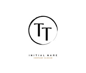 T TT Beauty vector initial logo, handwriting logo of initial signature, wedding, fashion, jewerly, boutique, floral and botanical with creative template for any company or business.