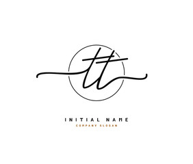 T TT Beauty vector initial logo, handwriting logo of initial signature, wedding, fashion, jewerly, boutique, floral and botanical with creative template for any company or business.