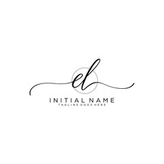 EL Initial handwriting logo with circle hand drawn template vector