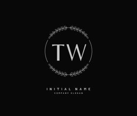 T W TW Beauty vector initial logo, handwriting logo of initial signature, wedding, fashion, jewerly, boutique, floral and botanical with creative template for any company or business.